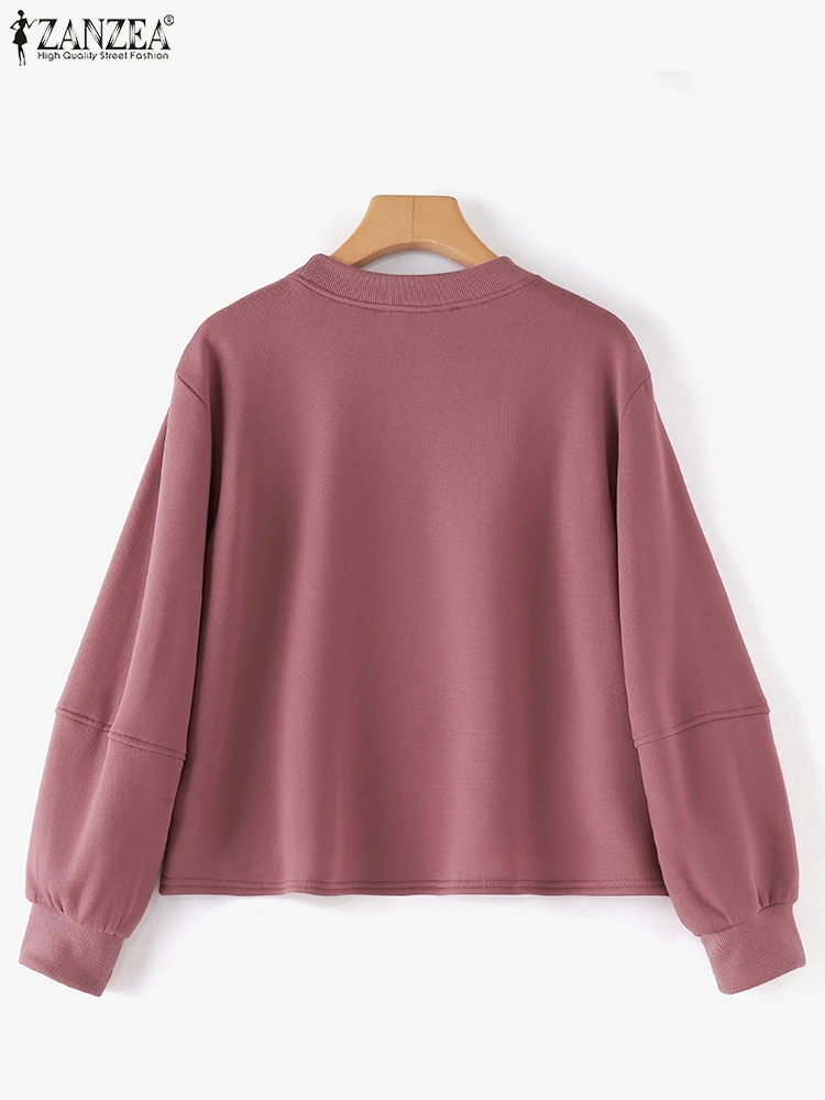 ZANZEA Koreanische Mode Pullover Frauen Laterne Langarm Tops Beiläufige Lose Solide Strick Sweatshirts Unregelmäßigen Saum Dünne Jumper