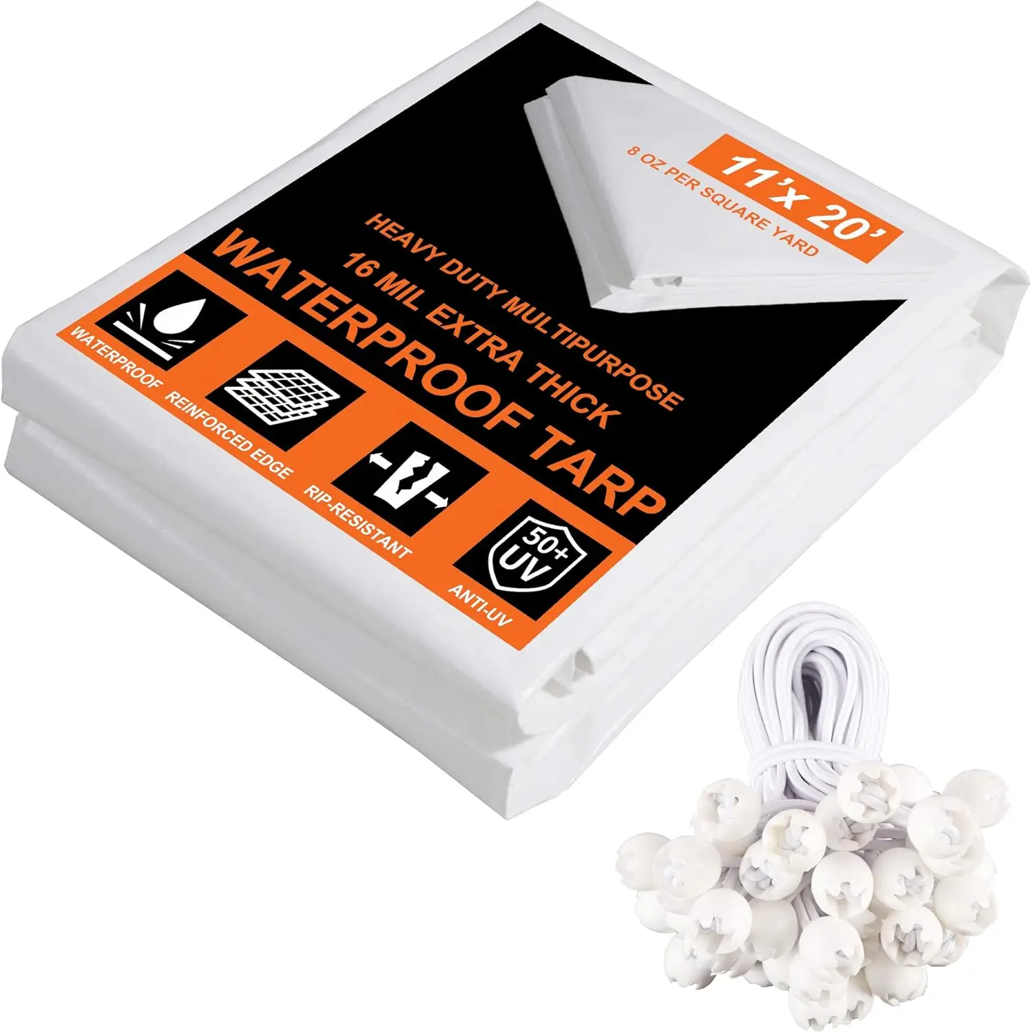 

Прочный тент-шатер 10x20 футов с 48 бесплатными эластичными шнурами, водонепроницаемый, многофункциональный.