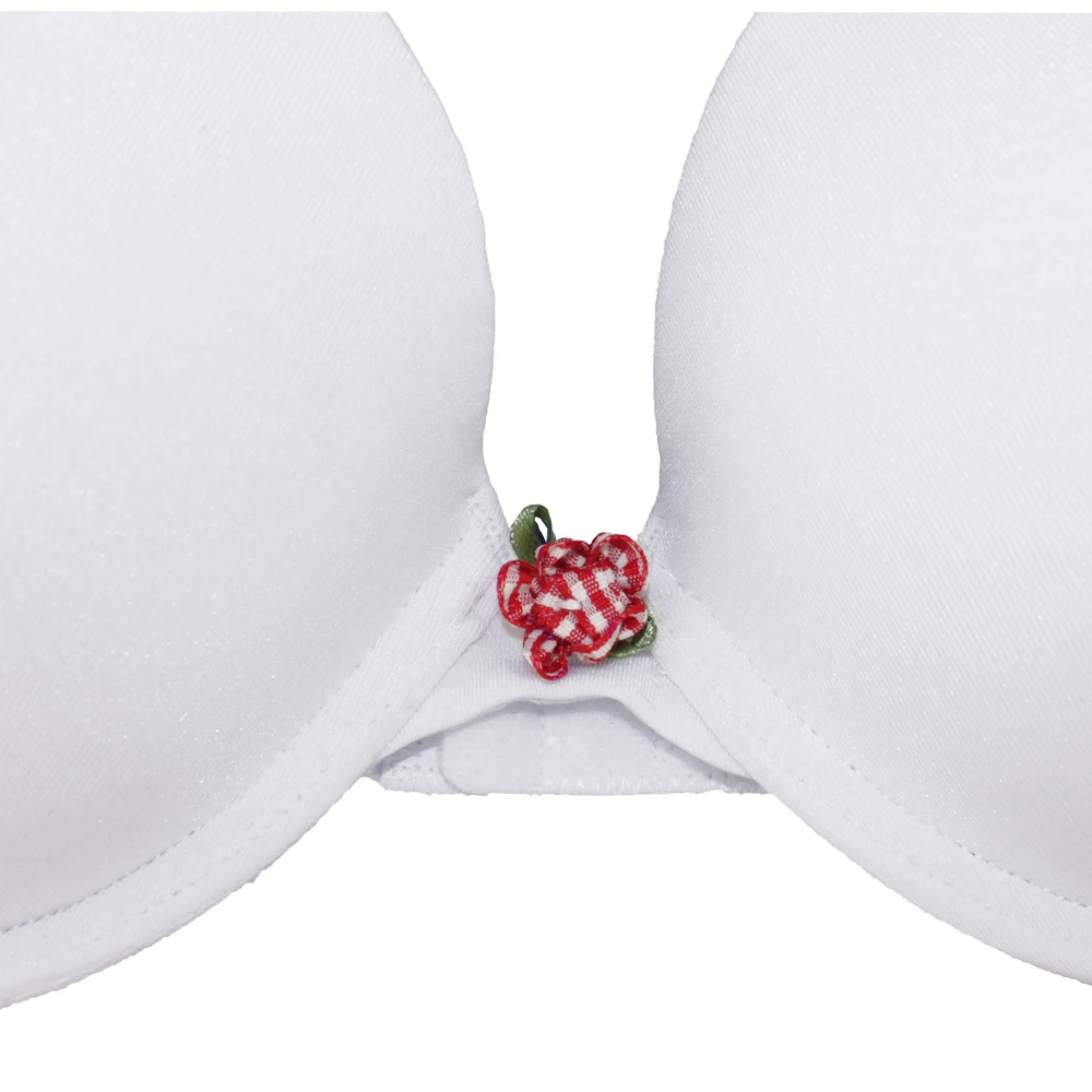Mierside 01102710 Push Up Bra Thick Padding White 3/4cup Bra Women Beautiful Flower Decoration Underwear Sexy Size 30-38 A/B/C