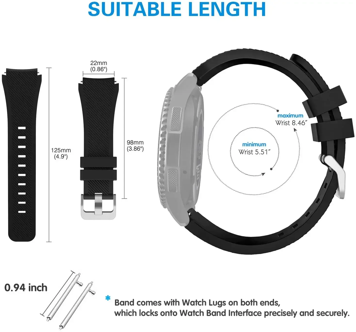 22mm Silicone Strap for Huawei Watch GT5 4/3/GT5 Pro 46mm Amazfit GTR 47mm Soft Bracelet Belt for Amazfit Pace Stratos 2 2s Band