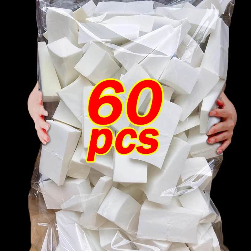 60 sztuk trójkątna gąbka do makijażu miękka wachlarz w kształcie wachlarza podkład w płynie korektor w kremie narzędzie szczegół Puff do pudru aplikator kosmetyków