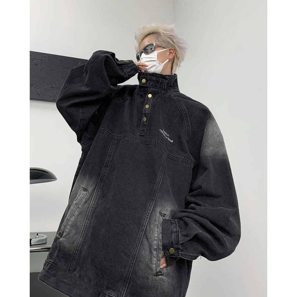 

Retro American Waed Denim Jaet Loose Fit Hip Hop Streetwear for Men And Women Youthful Trendy Stand Cut Long Sve