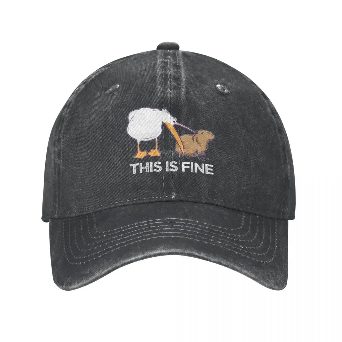 

This is fine Meme funny Capybara dog Pelican Joke Baseball Cap Hiking Hat Trucker Hat Women Hat Men'S