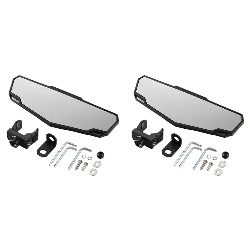 

Powerful 2X UTV Rear View Mirror, Center Rearview Mirror With 1.5-2Inch Adjustable Clamp For Polaris RZR Can Am Maverick Arctic