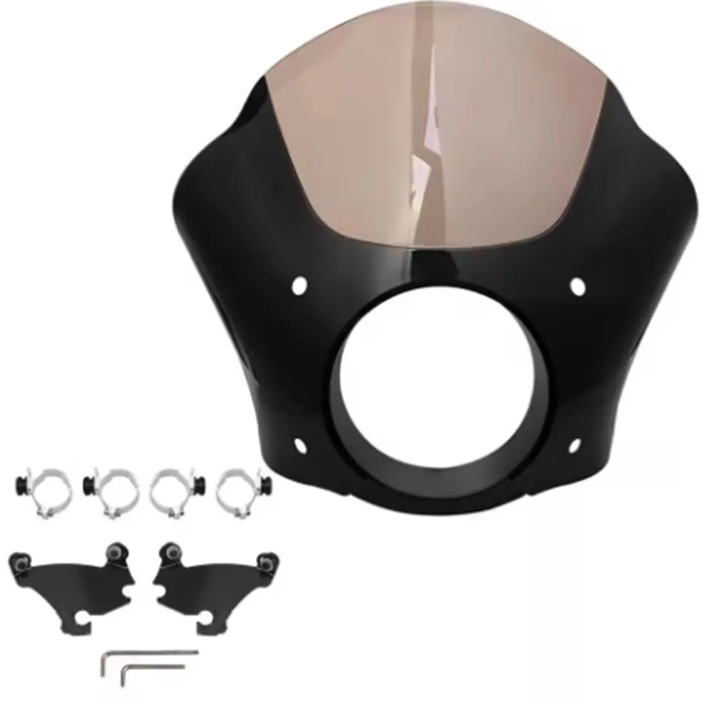 Harley SportsterXL883 XL1200 X48 72 용 49MM 트리거 잠금 마운트 키트가있는 오토바이 건틀릿 헤드 라이트 페어링