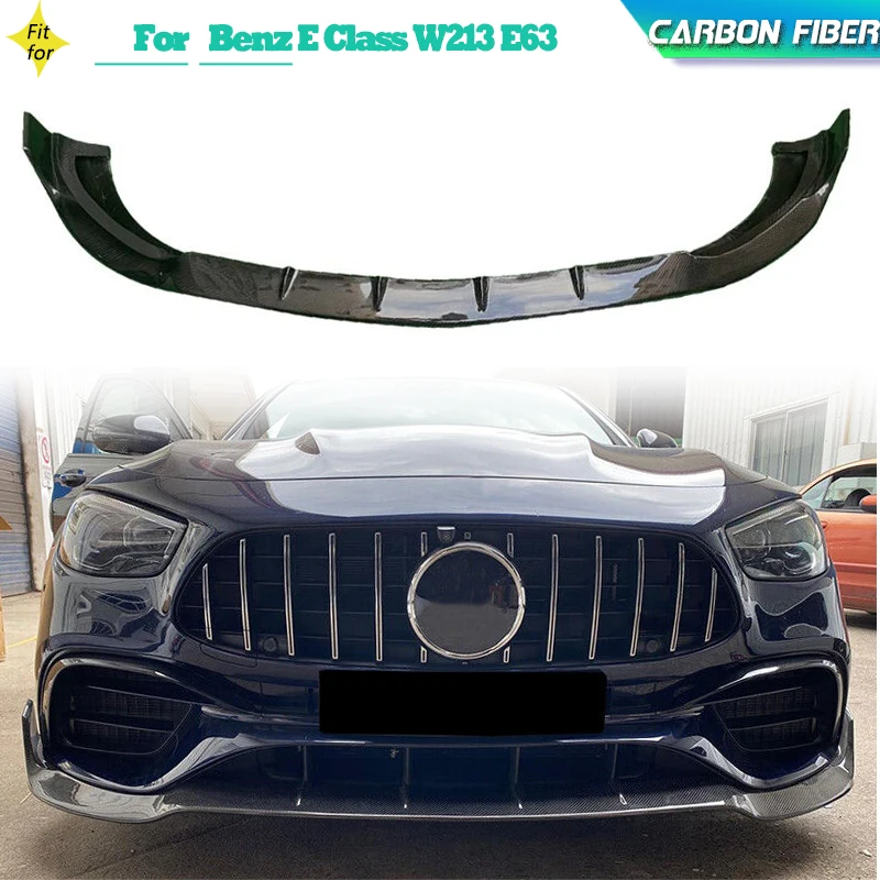 Carbon Fiber Front Bumper Lip Spoiler Splitters For Mercedes Benz E Class W213 E63 AMG 2021-2024 Car Front Lip Chin Protector