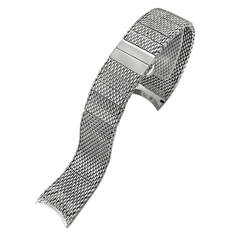 سوار ساعة من الفولاذ المقاوم للصدأ مقاس 20 ملم لساعة بريتلينغ توب تايم B01 حزام ساعة معدني منسوج من الفضة ميلانو #5