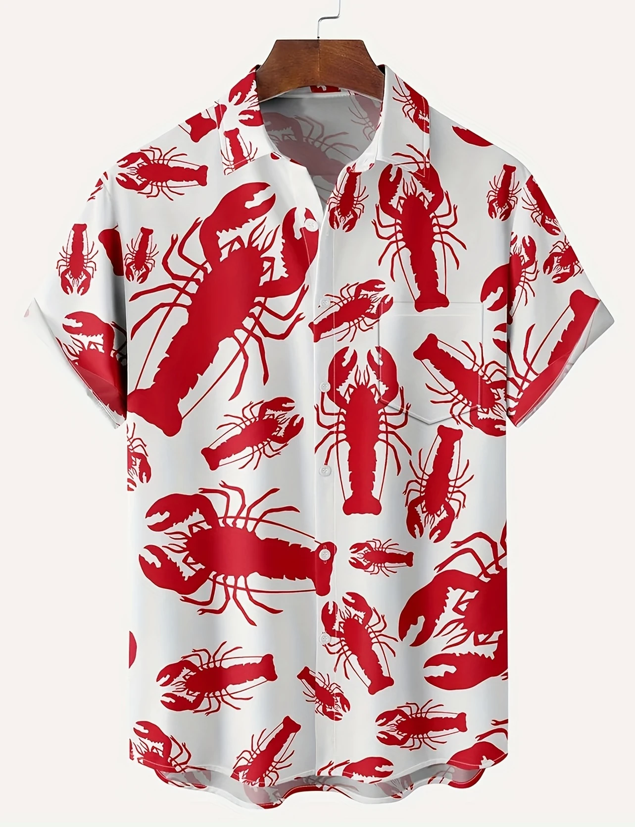 

Мужская и женская 3D-рубашка с мультяшным лобстером в гавайском стиле, летняя рубашка с коротким рукавом на пуговицах с принтом морепродуктов, рубашка с изображением раков