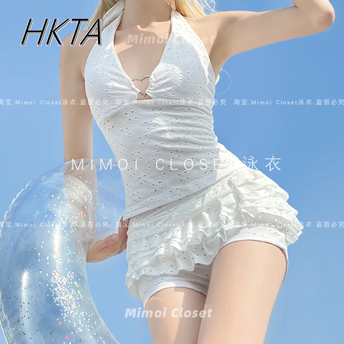 

Новый сексуальный купальник Pure Desire Girl, белый купальник с лямкой на шее, милый и милый, универсальный, с тонкой юбкой, купальный костюм для женщин