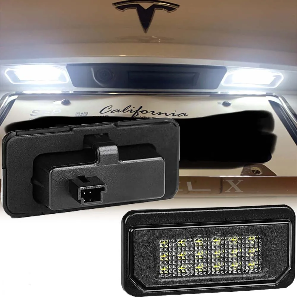 

Full LED Rear License Plate Lights Tag Lamps Pair Set For 2016-2022 Tesla Model X Model S Left Right Pair 6000K Diamond White