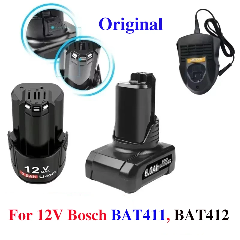 Original 12V/10.8V 3.0Ah/6.0Ah Replacement lithium-ion Battery, For Bosch BAT411, BAT412, BAT412A, BAT413, BAT413A, BAT41