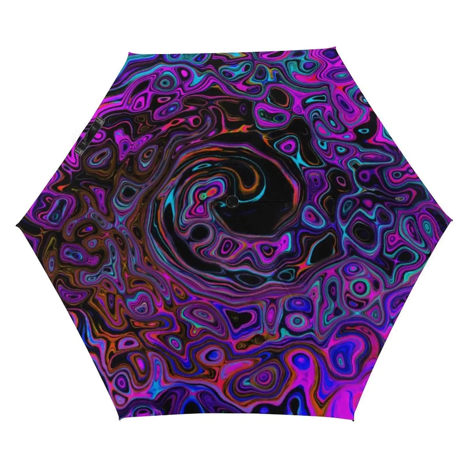 

Retro Liquid Swirl Pocket Umbrella Trippy Magenta 3 Fold Manual Umbrella Mini Sun and Rain Umbrellas for Men Women