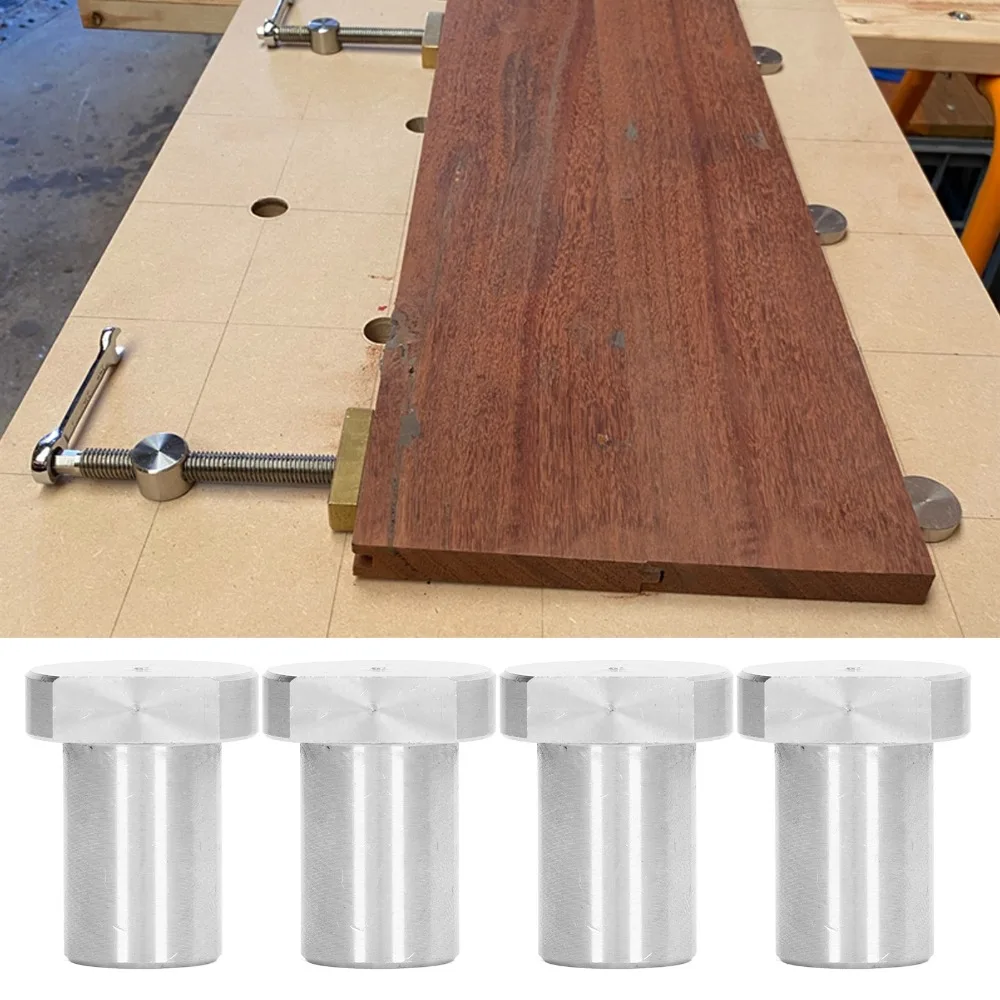 4pcs Stainless Steel Workbench Stop Dog 19mm Diameter Anti Slip Design Bench Dog Clamp Desktop Peg Brake Stop For MFT Table
