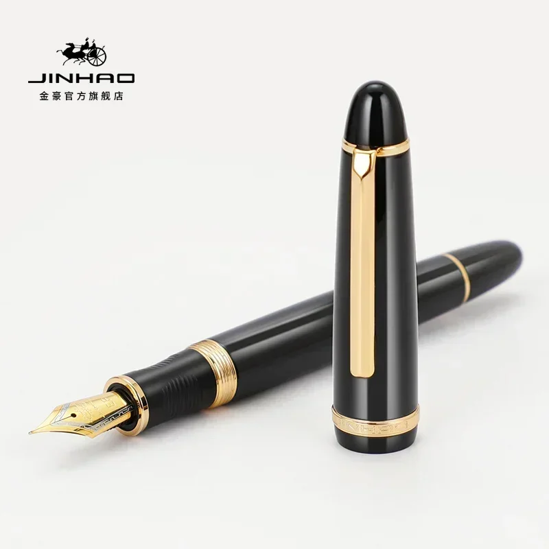 jinhao x850 caneta tinteiro barril de cobre clipe de ouro iraurita fino medio nib para escrever assinatura material escolar de escritorio pk 9019 01