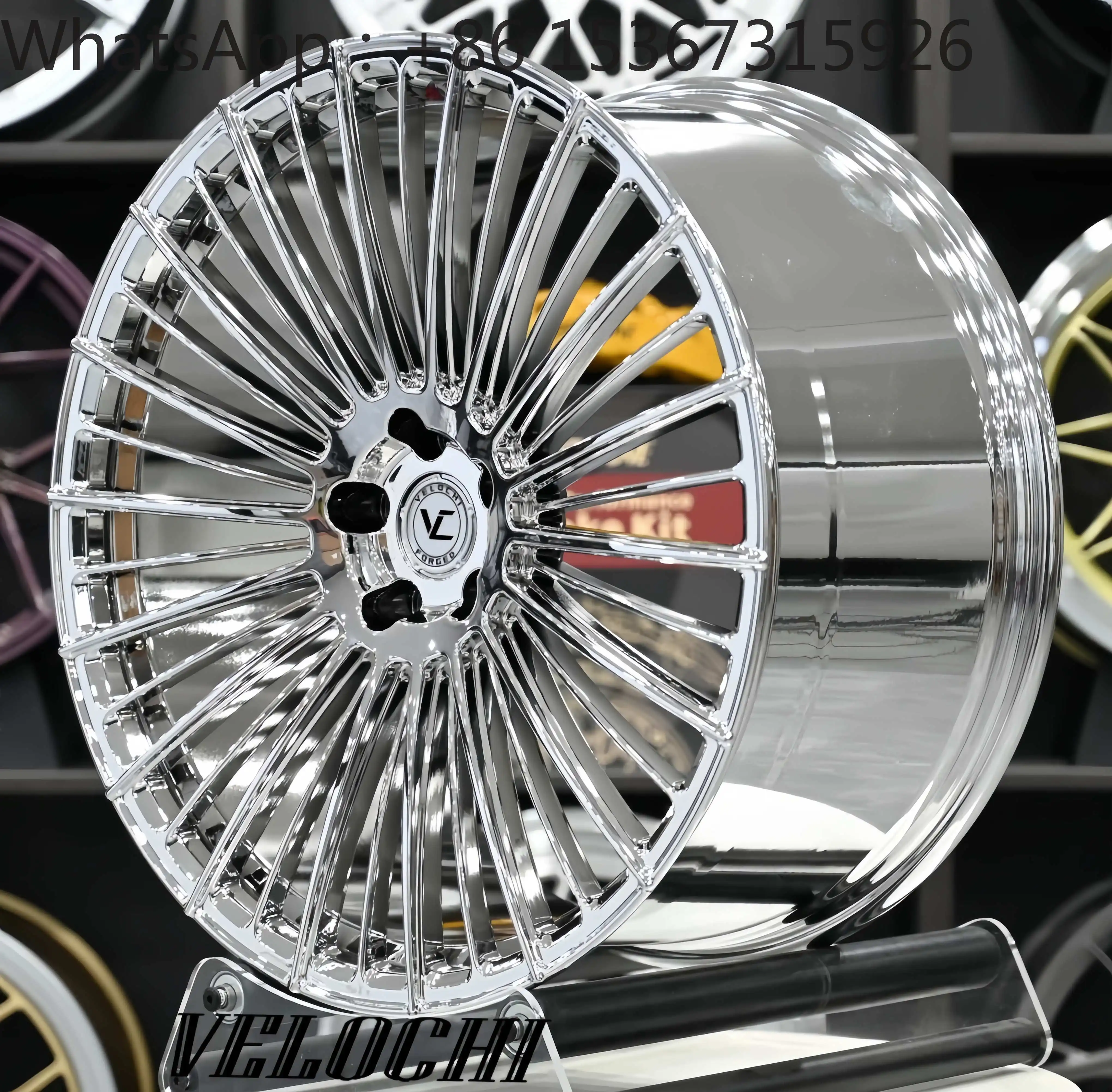 Single-Piece Multi-Spoke Chrome Silver Luxury Custom Forged Car Wheel Rims 18-22 Inch
