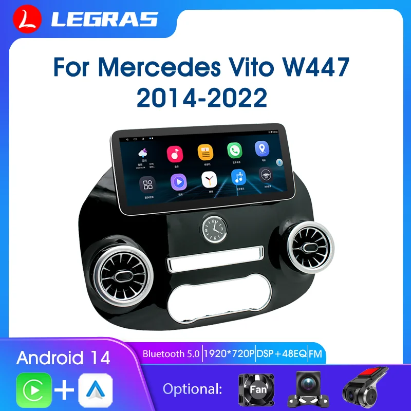 

Android Auto Multimedia Video Player For Mercedes Vito W447 2014-2022 Car Stereo Radio GPS CarPlay Navigation WIFI GPS BT Audio