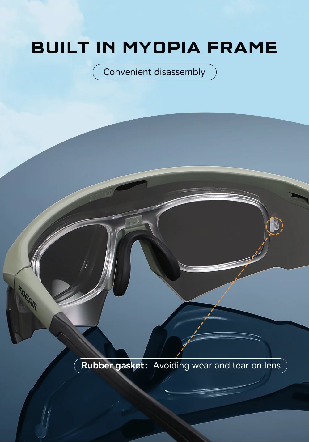 KDEAM Taktische Schutzbrille 3-Linsen-Set, winddicht, CS-Schießen, kugelsichere Militär-Sonnenbrille, Motorrad-Nachtfahrbrille – Detail 4