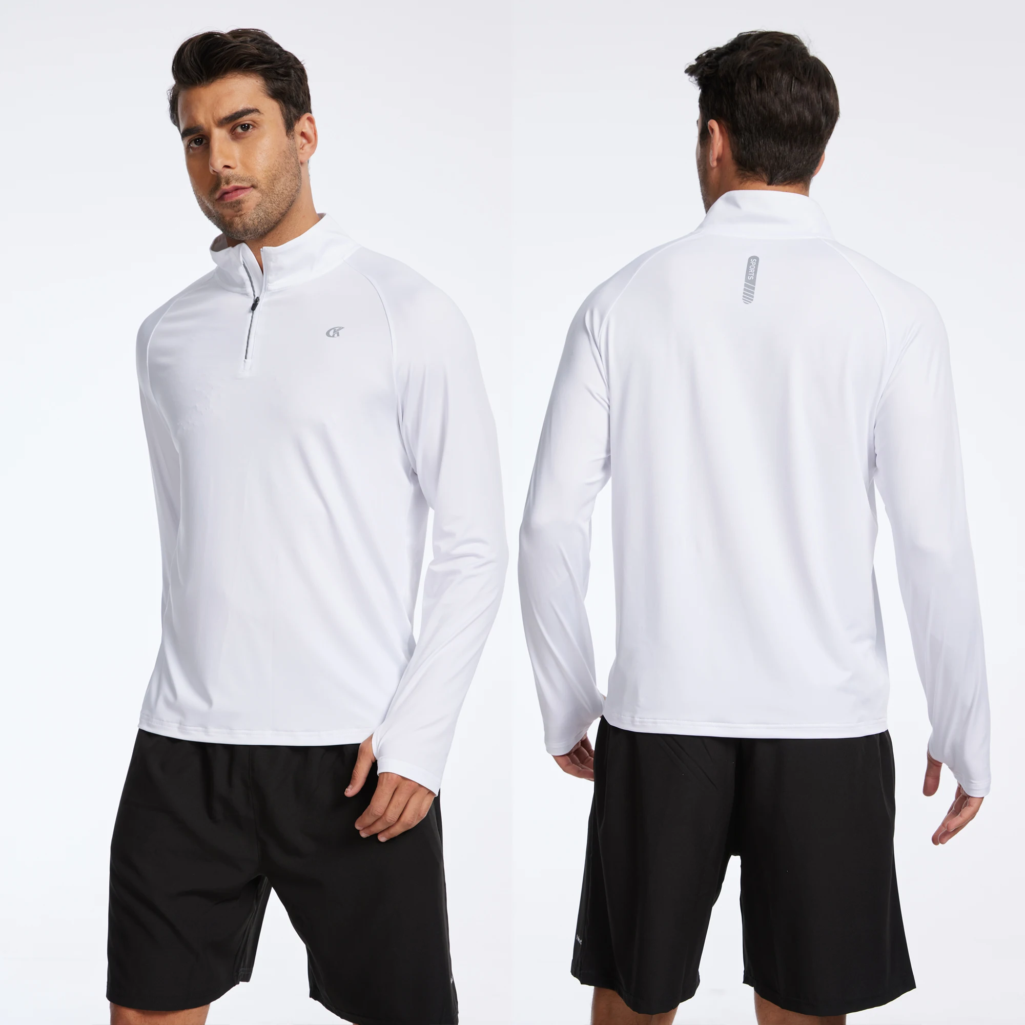 남성용 긴팔 UPF 50+ 래쉬가드 수영복 셔츠, 운동, 낚시, 하이킹, 운동, 쿨링 티셔츠, 속건 지퍼 셔츠