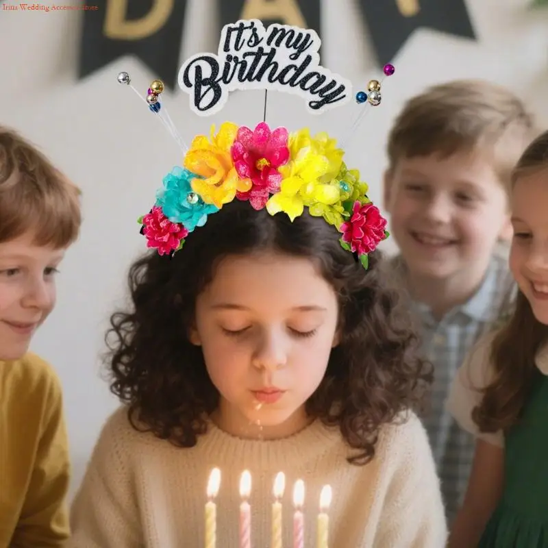 G92D Sparkling Birthday Headpiece Elastic Hair Band Headwear With Glitter Letter Decoration For Most Ages Parties