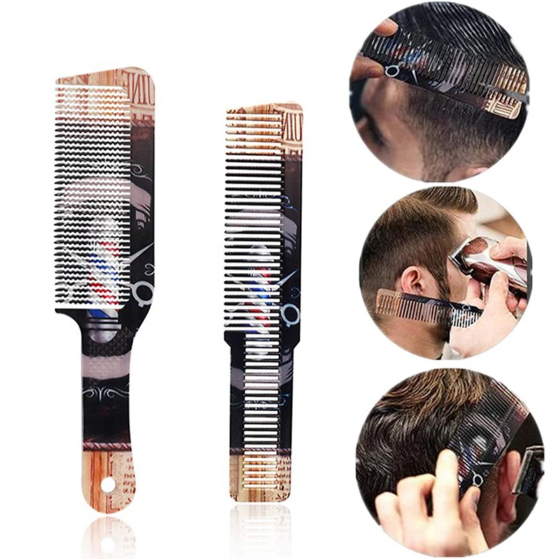 Barbershop Professional Retro Print Flat Top Clipper Combs Hairdressing Men Women Hair Cutting Combs Salon Styling Tool