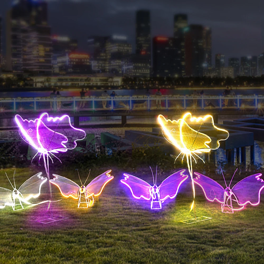 

Dynamic butterfly Lights LED Outdoor Waterproof Color Villa Courtyard Hotel Night View Solar Decorative Landscape Lights