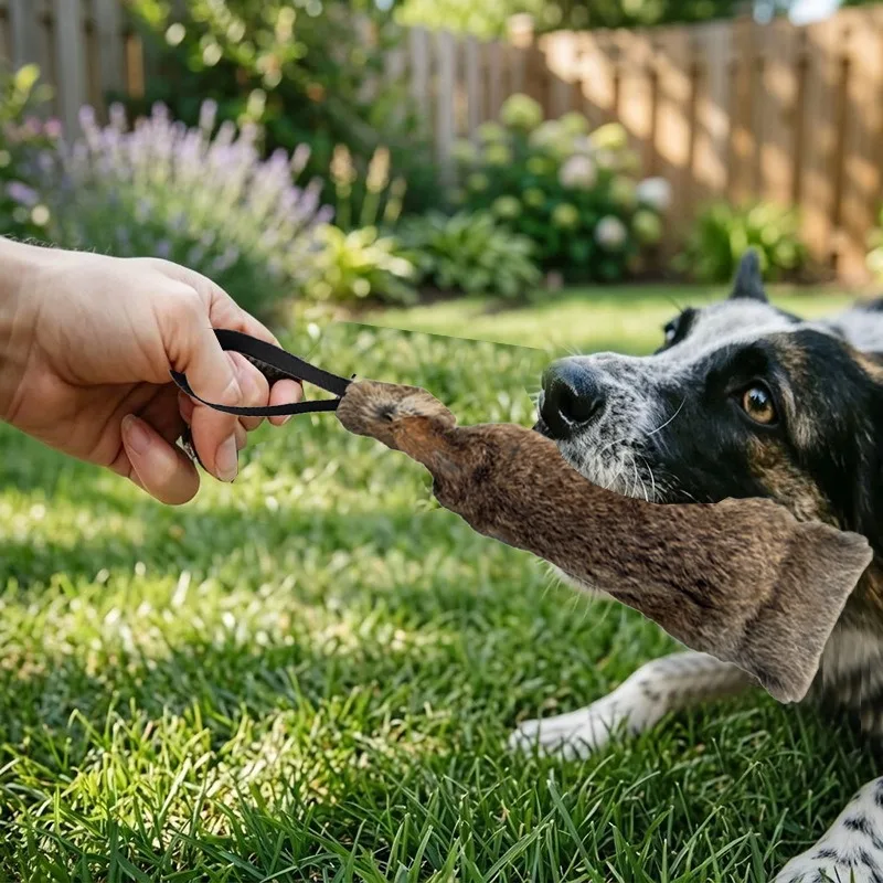 JUSTINLAU Kaninchenfell-Quietschspielzeug für Hunde, Beißspielzeug für Interaktives Outdoor-Spiel, Plüsch-Soundspielzeug für Mittelgroße & Große Hunde – Detail 9