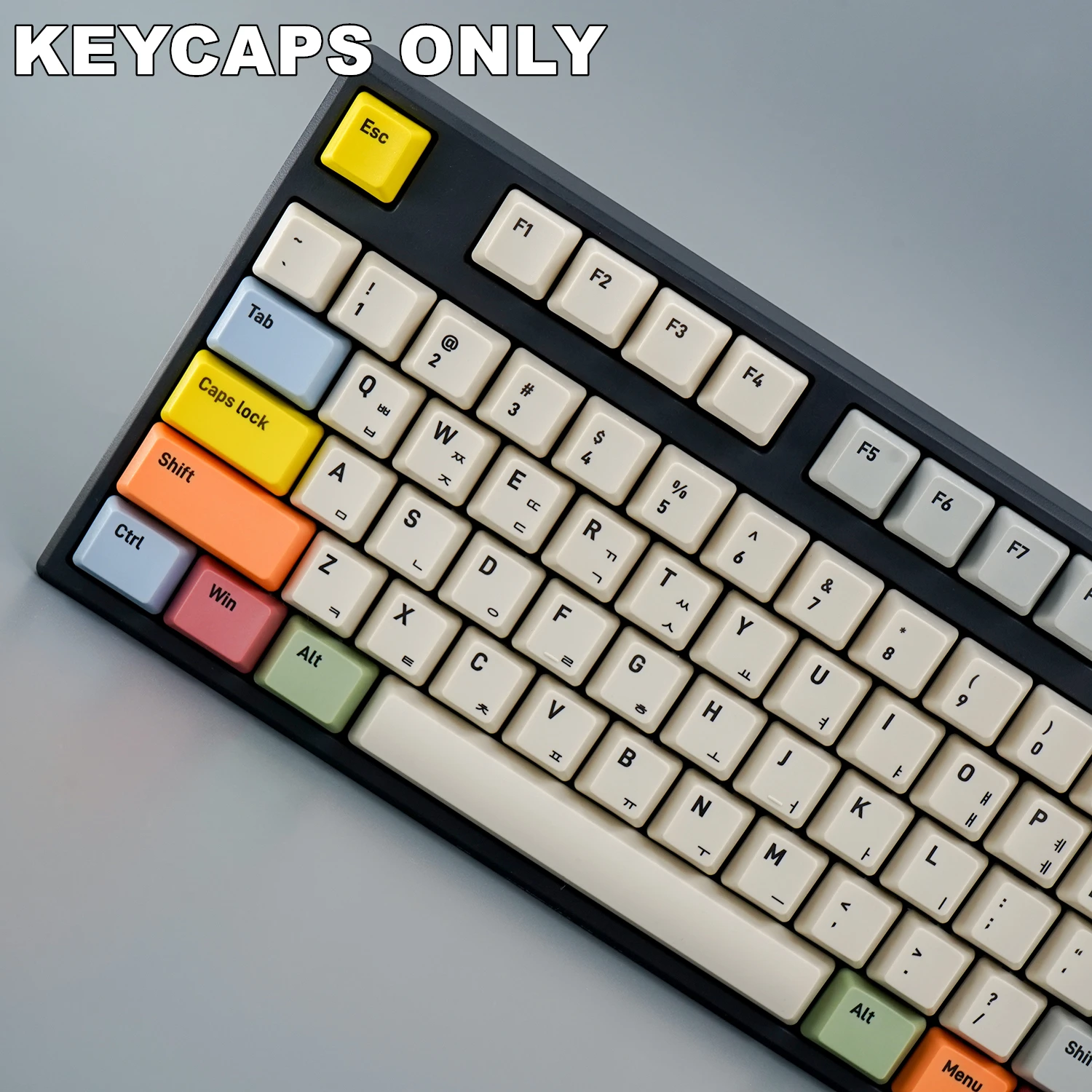 127 Keys Korean Canvas PBT Keycaps OEM Profile Dye-Sublimated Legends Keycap Set for Mx Cherry Switch Mechanical Keyboard Kit