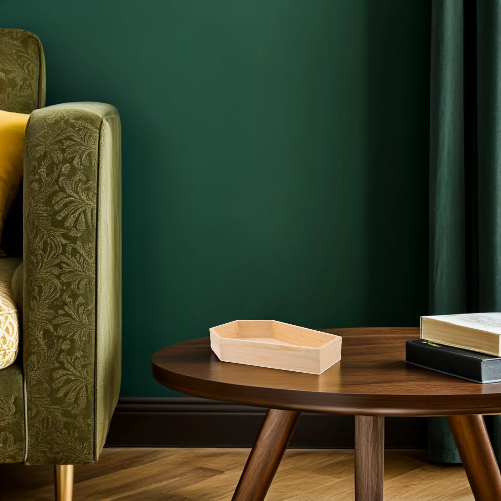 

Elegant Gothic Wooden Coffin 11X7Inch Rustic Halloween Serving For Candy Keys Decor Spooky Party Home Decorative Serving