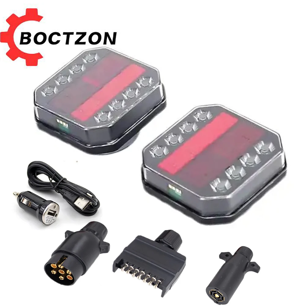 

12V 24V Wireless Magnetic LED Truck Rear Tail Light Trailer Turn Signal Warning Brake Light Lamp Lorry Camper Caravan Waterproof