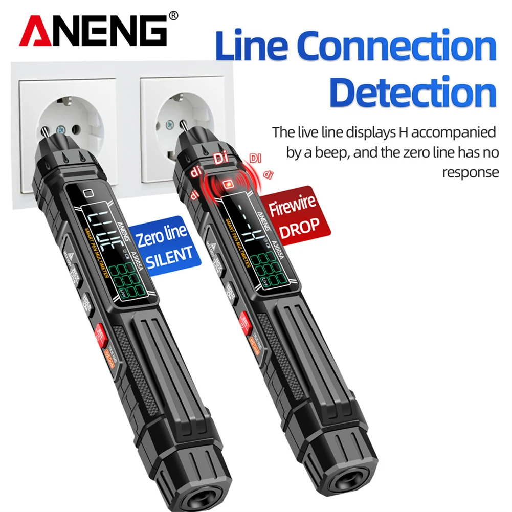 ANENG 디지털 과부하 보호 LCD 디스플레이, 펜 유형 트루 RMS 미터, 고정밀 자동 전압 감지기, A3005A/B 감지