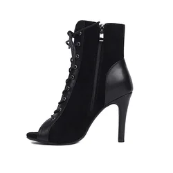 Black Red Women Dance Boots Thin high heels Sexy Stilettos Woman Latin Dance Shoes For Ladies Party Dance Shoes Ankle Boots