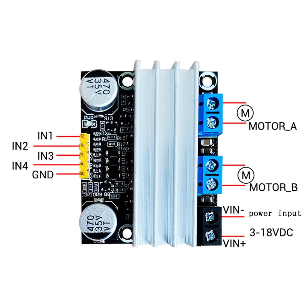 10A Dual H-bridge DC Motor Driver 3-18V Forward and Reverse Driver Module PWM Speed Dimming Controller Board Low Voltage