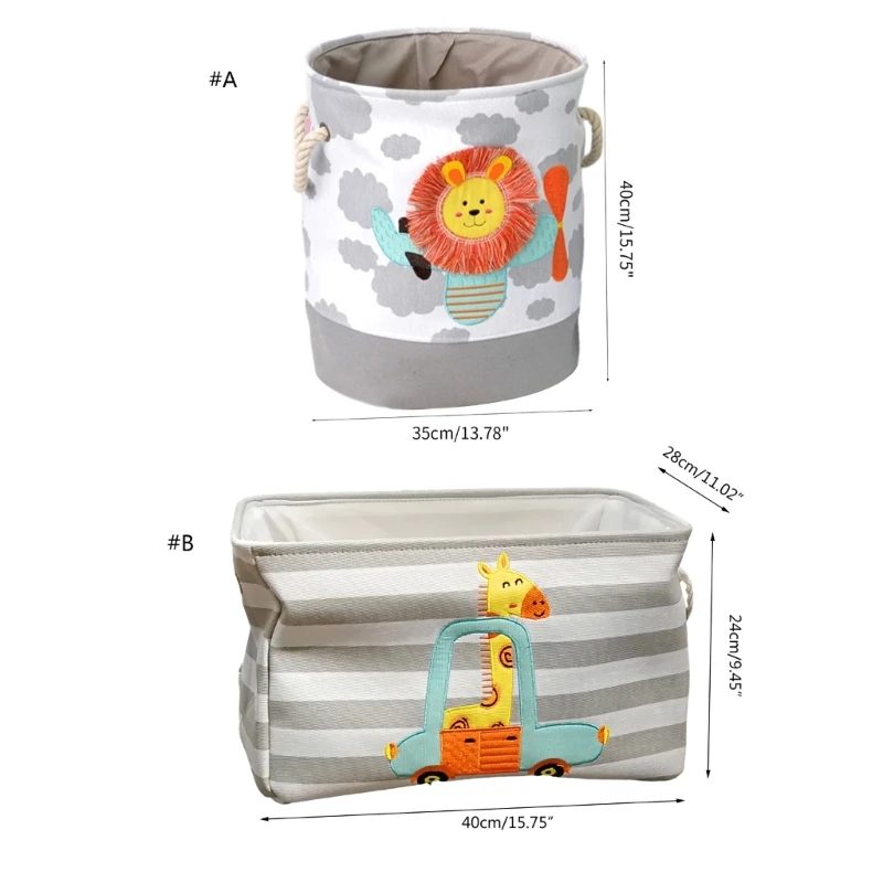 Lions Bucket Giraffe Basket Giỏ lưu trữ Canvas Giỏ lưu trữ Xô lưu trữ có tay cầm