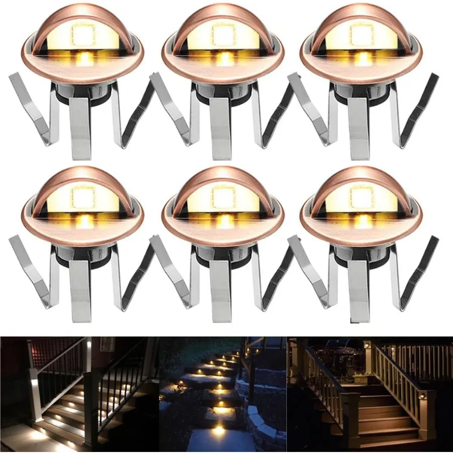 

Pack of 6 Low Voltage LED Stair Deck Lights Kit 1.38 Outdoor Garden Yard Decoration Lamp Recessed Landscape Pathway Step Warm W