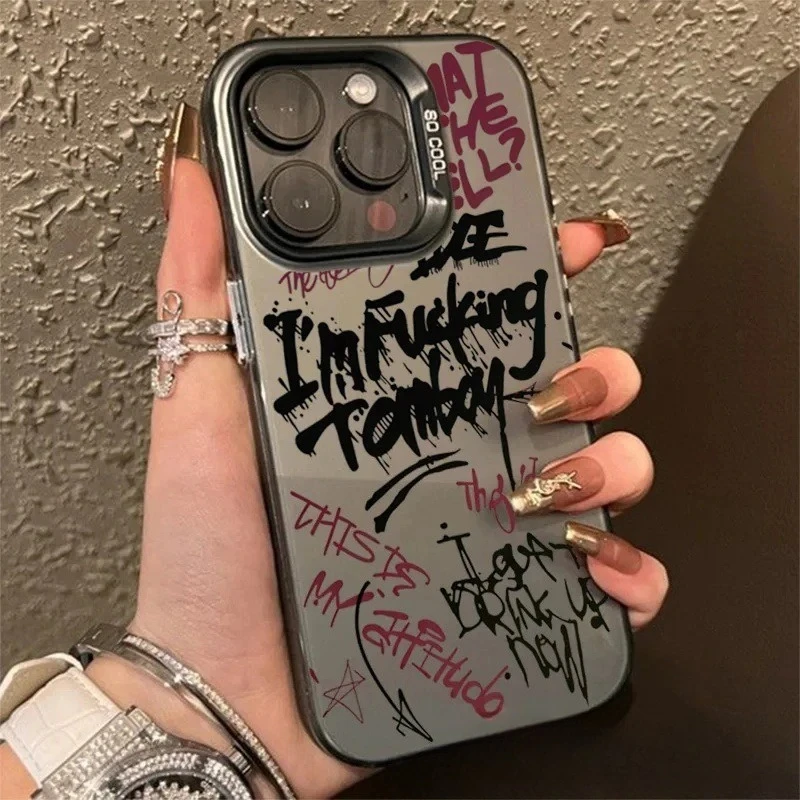 Nuevo inglés aplicable a iphone 15 Color plata iPhone14Pro Creative 13/11promax Frosted 16 funda protectora