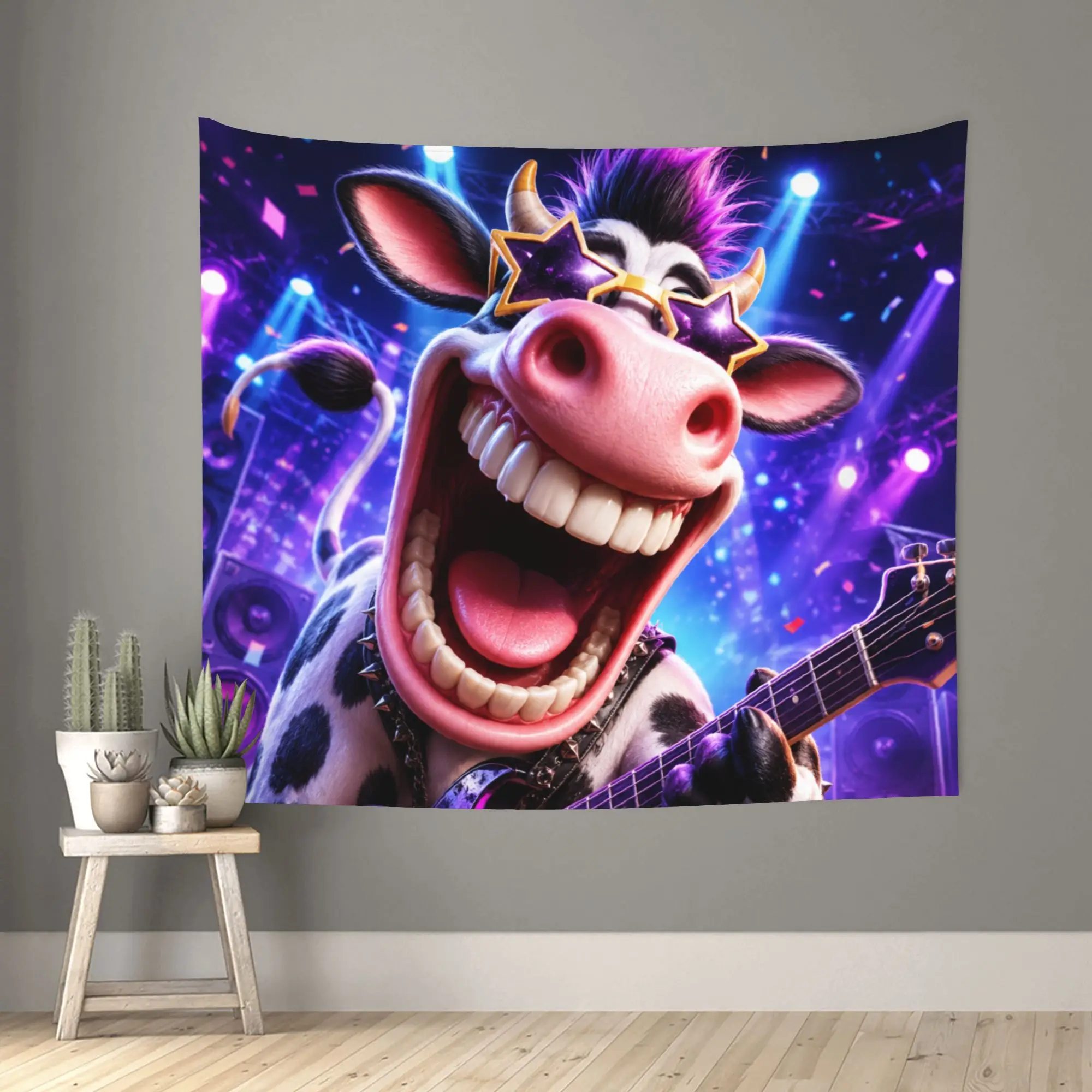 Funny Cow Pattern Customized Tapestry Bedroom Decoration  Wall Hanging Blanket Tapestry Cool Stuff For Room