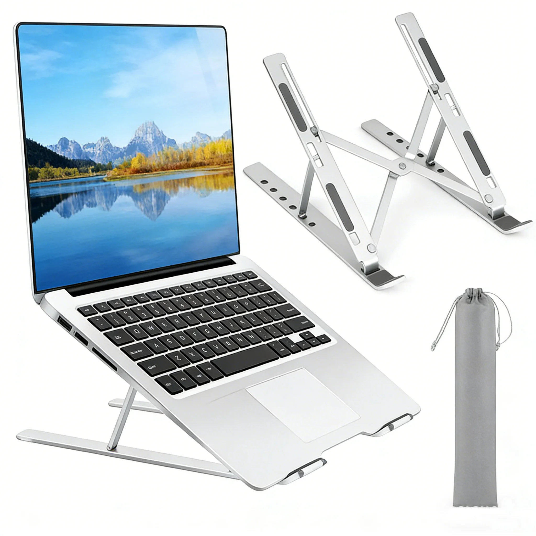 Suporte Dobrável para Laptop, Base de Resfriamento Ajustável Ergonômica para Notebook, Acessórios para Laptop e Tablet