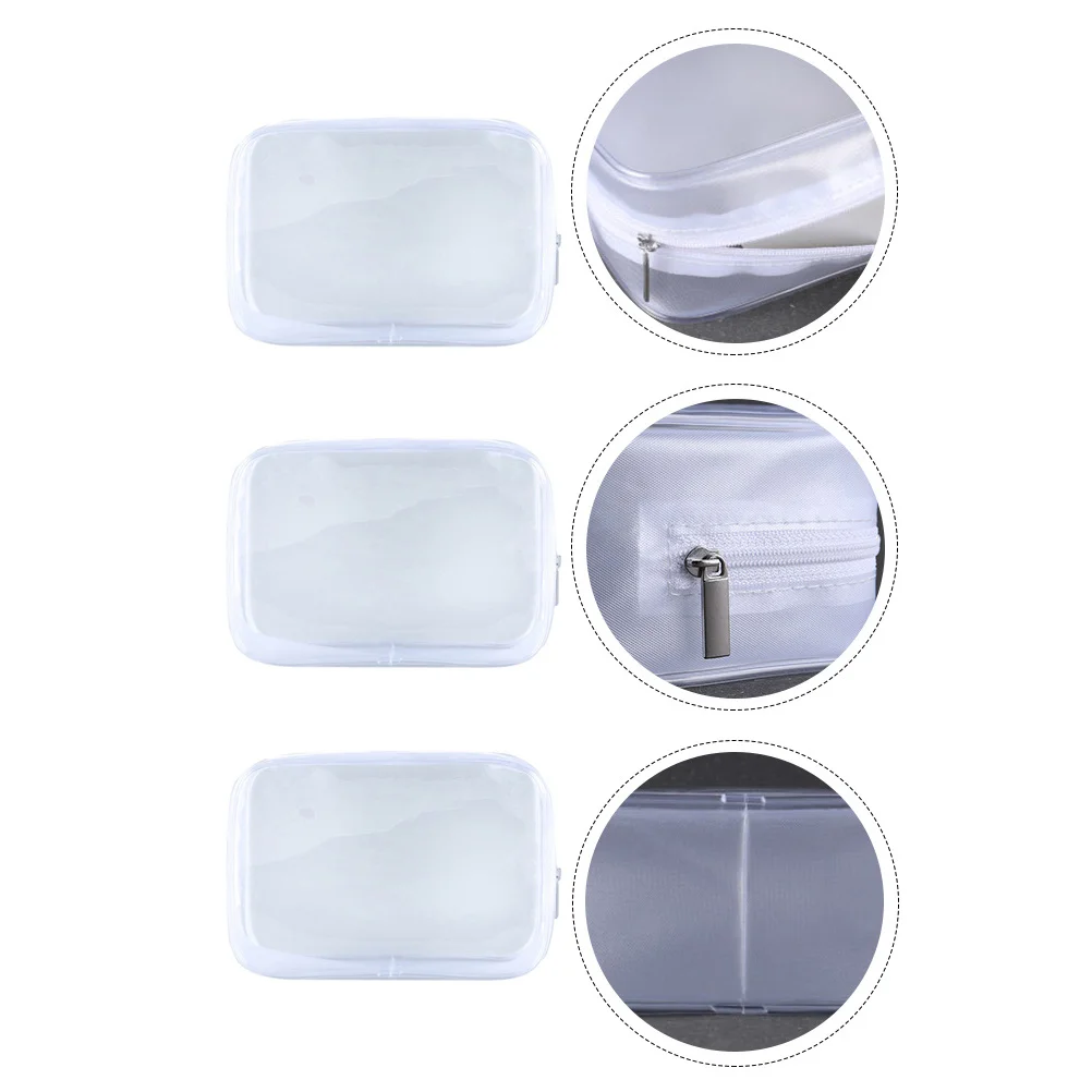 

3Pcs Transparent PVC Makeup Bag Compact Lightweight Wash Case for Cosmetics Toiletries Storage Travel Outdoor Organizing