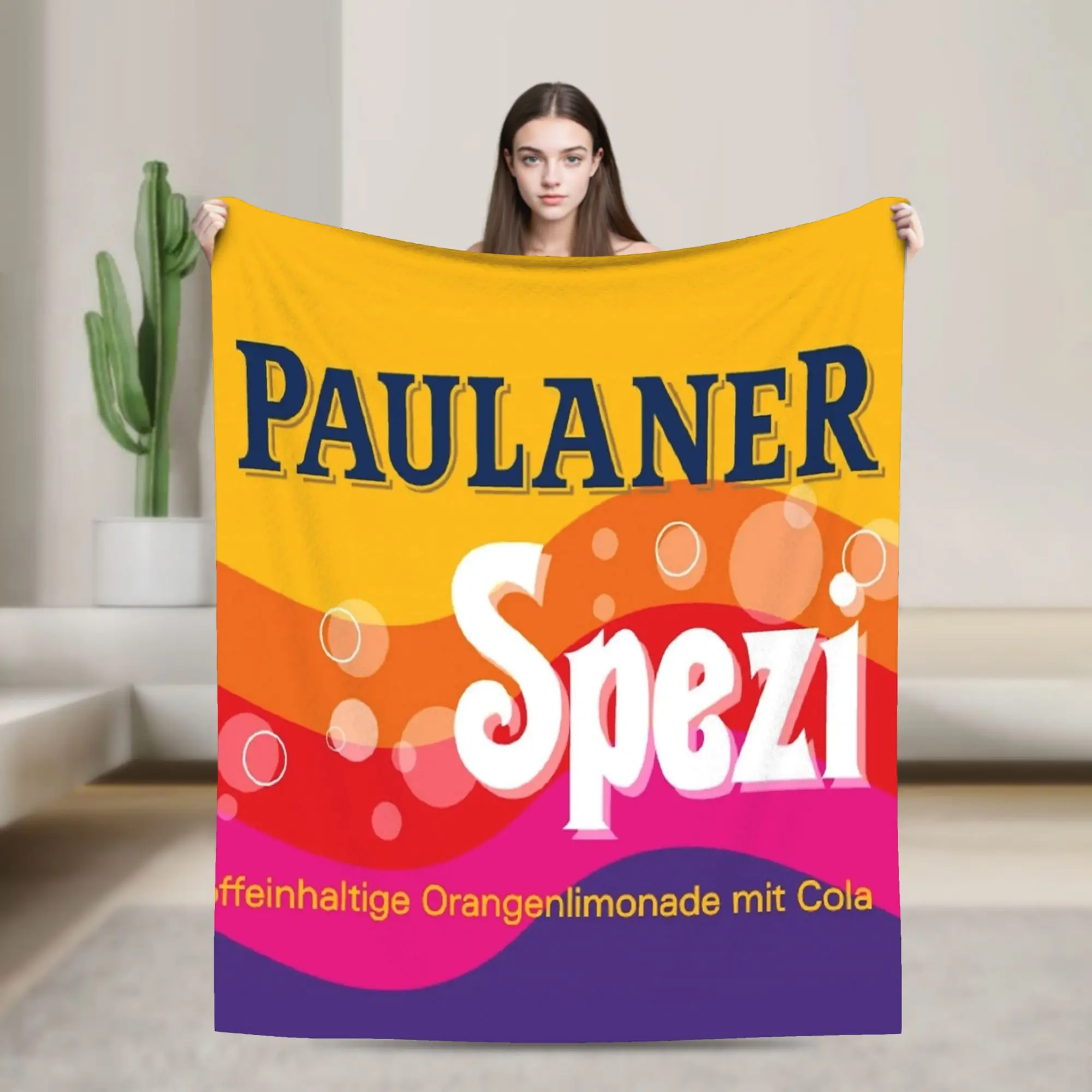 Paulaner Spezi Blanket Germany Soda Drink Warm Pattern Plush Throw Blanket For Couch Bed Picnic Flannel Bedspread Bed Cover