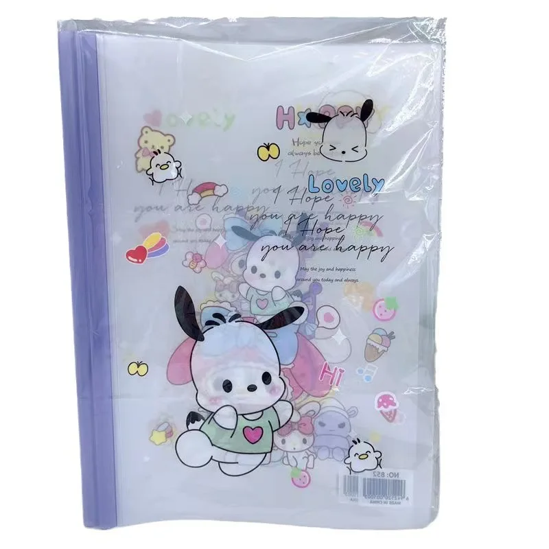 Imagem -04 - Sanrio Desenhos Animados Criativos a4 Pasta Transparente para Estudantes Bonito Forma Pull Rod Clip Aprendizagem Papelaria