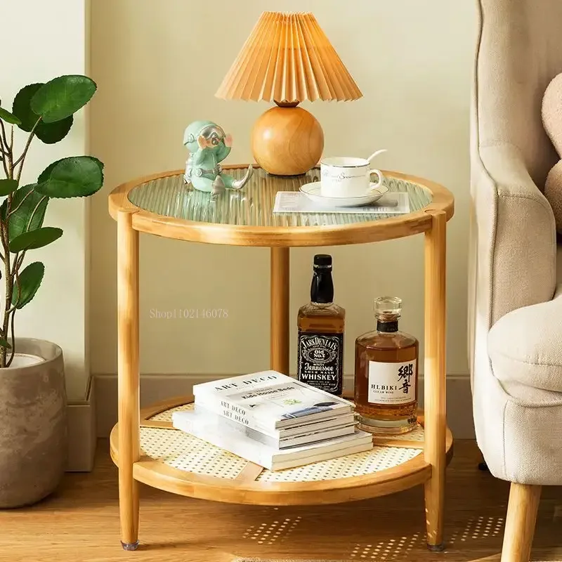 Round Tea Table Living Room Small Apartment Sofa Side Bedside Table Rental House Modern Simple Mesas Coffee Tables Muebles Ins