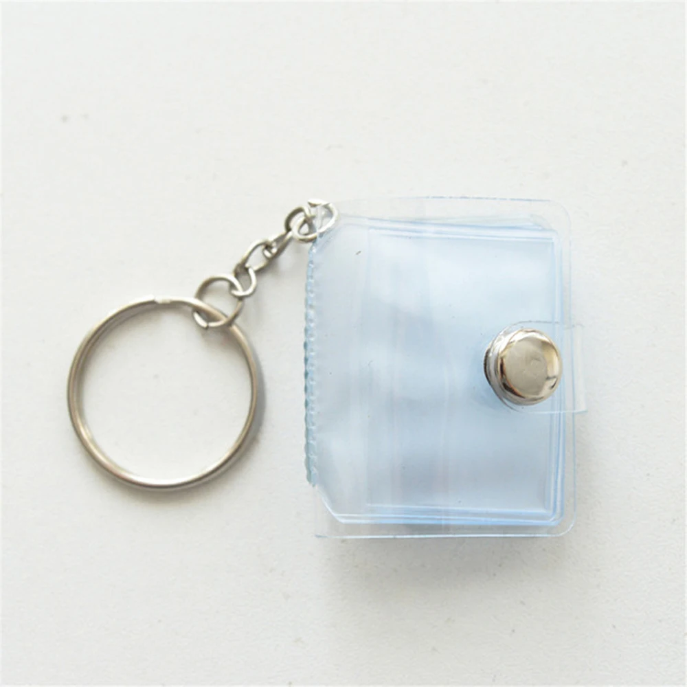 High quality Transparent 16 Pockets 1 Inch Card Stock Mini Photo Album Binders Albums Photo Card Holder Photos Holder Keychain