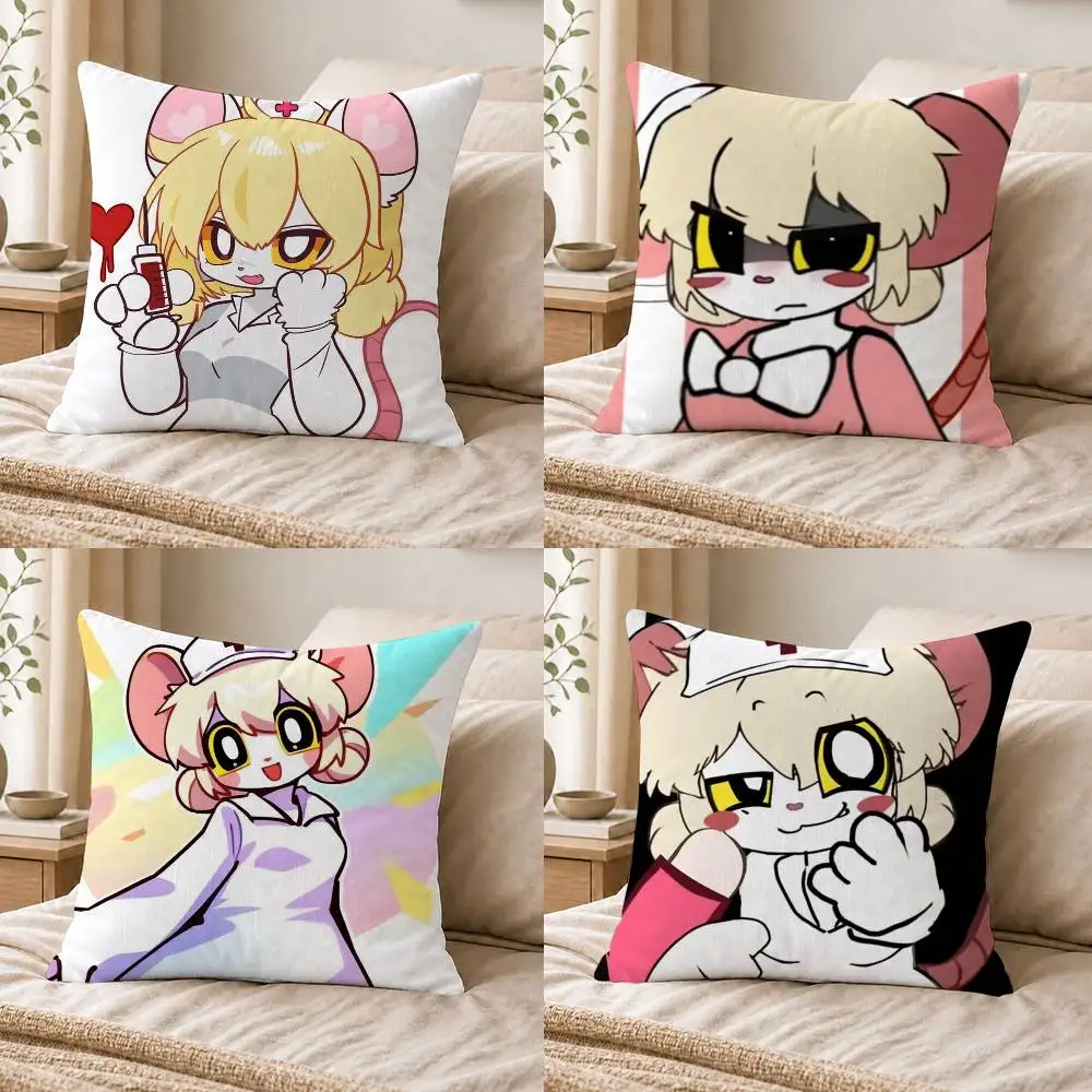 Anime Game Figure Terrible Mouse Lorna Double-sided Printed Square Decorative Cushion Cover for Sofa Living Room Home Decor