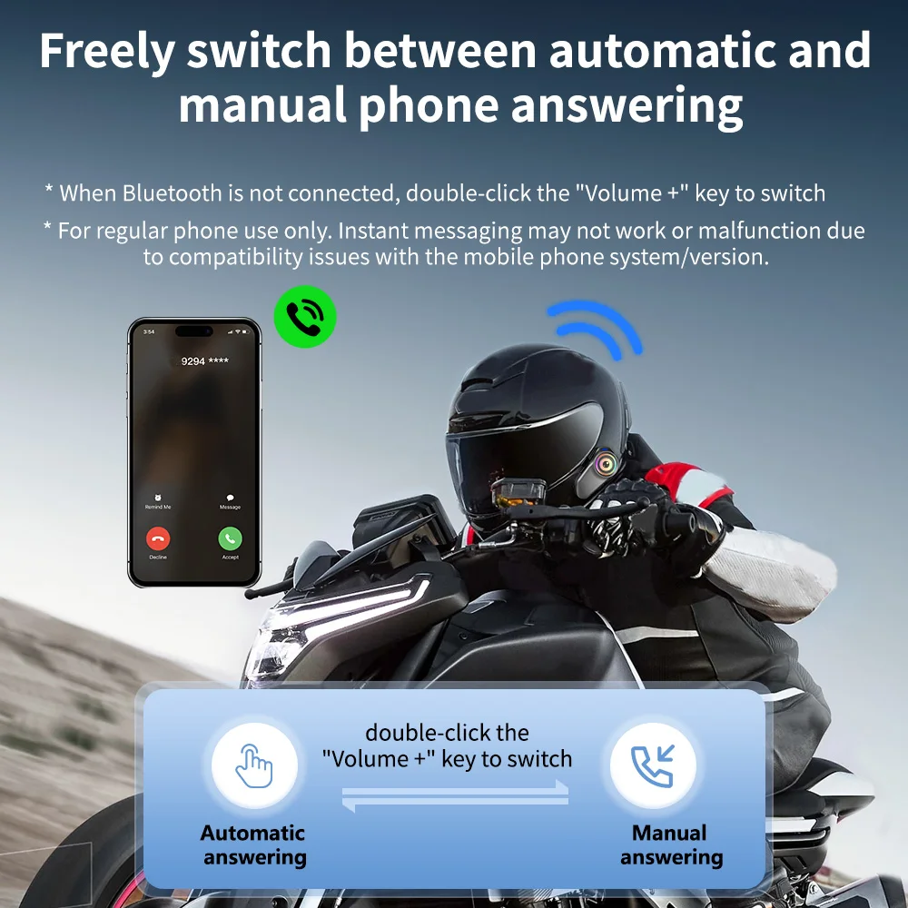 G1 Motorcycle Headset: 2-Person1000M Wireless Intercom, Supports Music Sharing and RGB Ambient Lighting, 30 Hours of Continuous Playback, High-Volume Stereo Sound, IPX6 Compatible with Full-Face and Half-Face Helmets