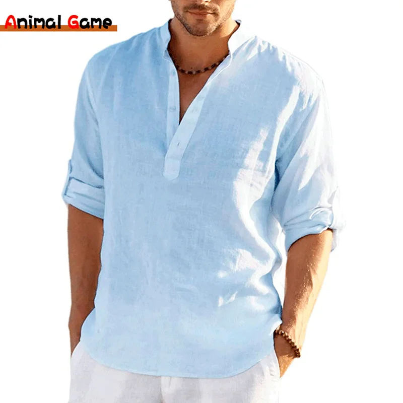 Blusa Informal De Algodón Y Lino Para Hombre, Camisa Holgada De Manga Corta, Para Primavera, Otoño Y Verano, Nueva