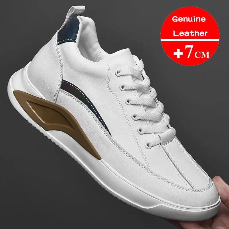 Sapatos de couro genuíno para homens, sapatilhas respiráveis, sapatos leves, sapatos casuais masculinos, marca de luxo, alta qualidade, novos