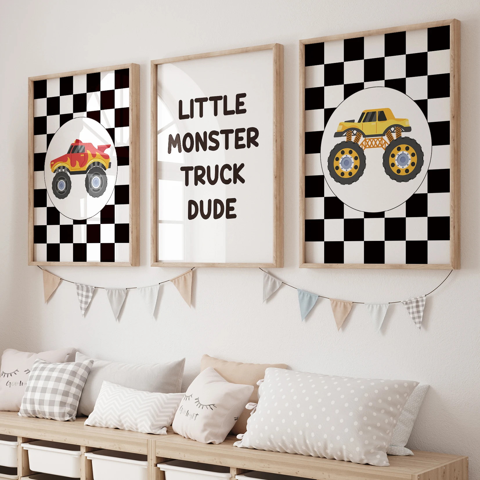 3pcs Cartoon Children Off-road Vehicle Wall Art Prints Canvas Painting Poster Picture For Living Room Home Decor