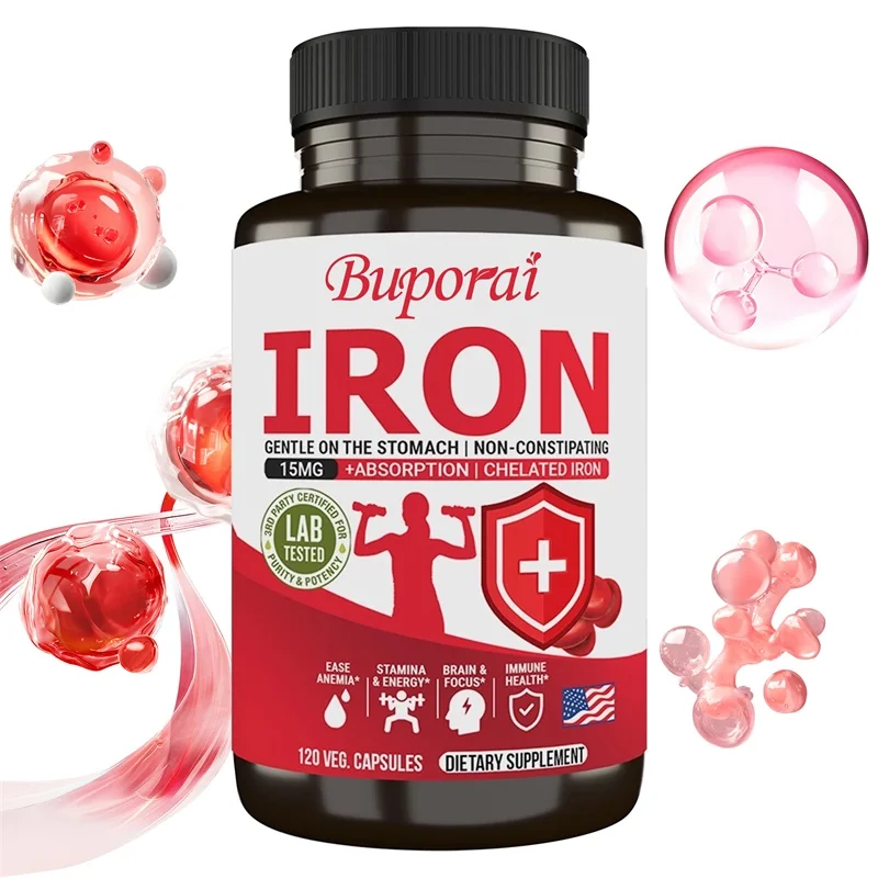 

Iron Supplements - Help Maintain A Healthy Immune System and Brain Health, Boost Energy Levels and Fight Fatigue, Relieve Anemia