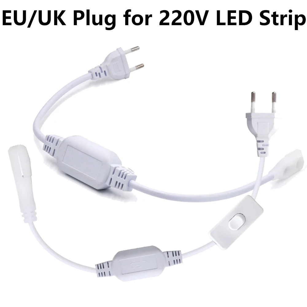 EU/UK Power Plug for New AC 220V 2835 120LEDs/m No Wire 10mm x 5mm PCB LED Strip Lighting Transformer Power Supply Adapter
