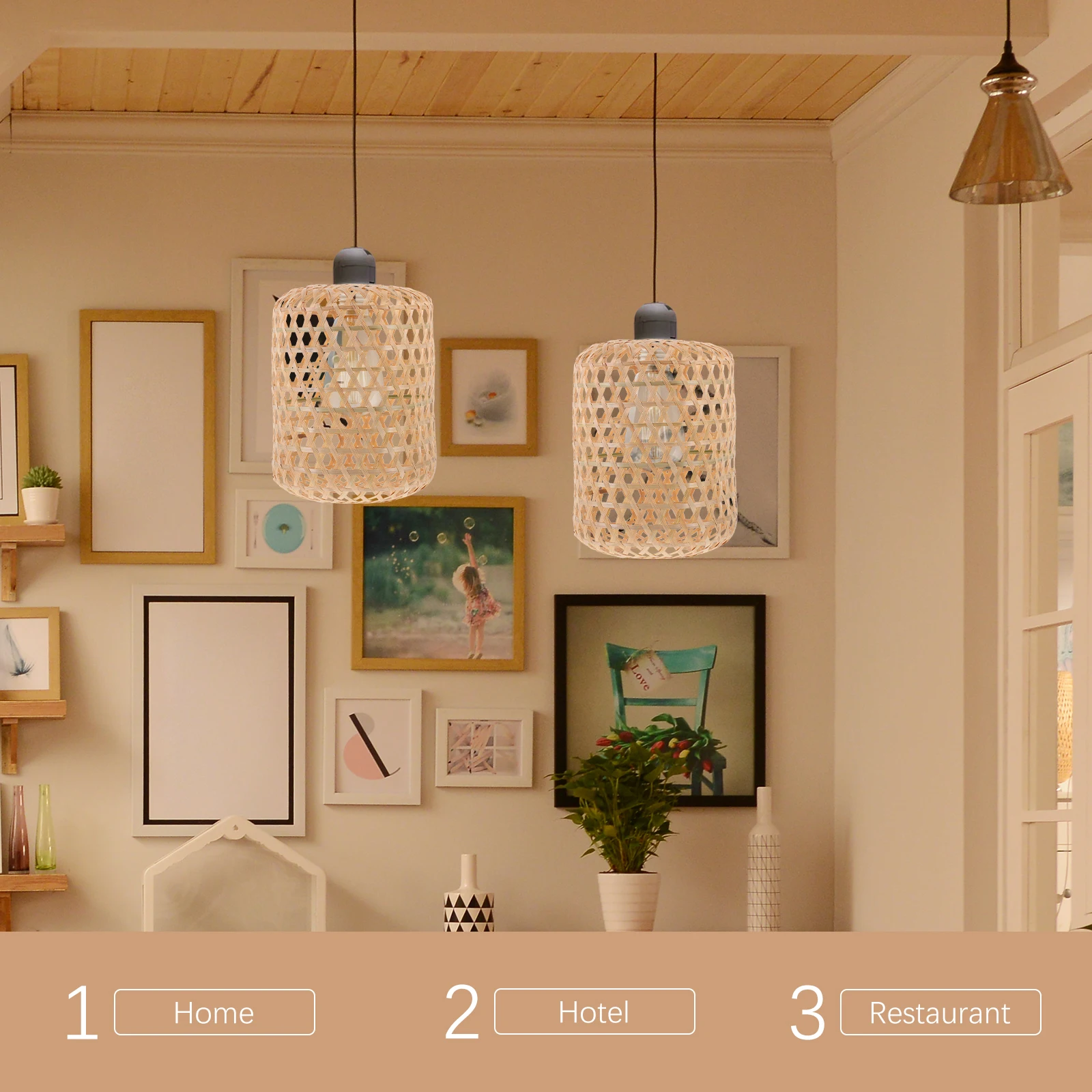 

Bamboo Lampshade Pendant Light Shade Hand-Woven Chandelier Cover for Home Hotel Restaurant Decorative Ceiling Light